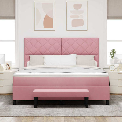 Boxspring Bed Met Matras Fluweel Roze 180 x 200 cm