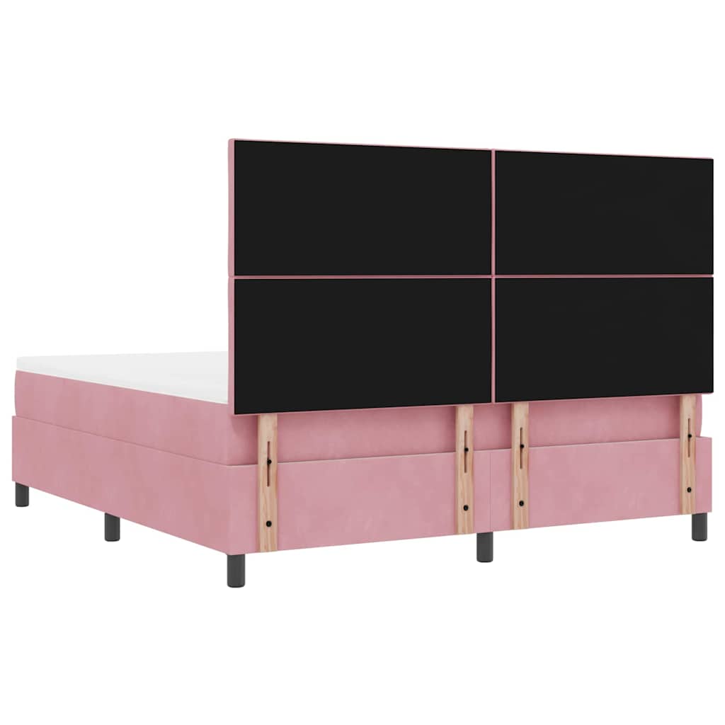 Boxspring Bed Met Matras Fluweel Roze 180 x 200 cm