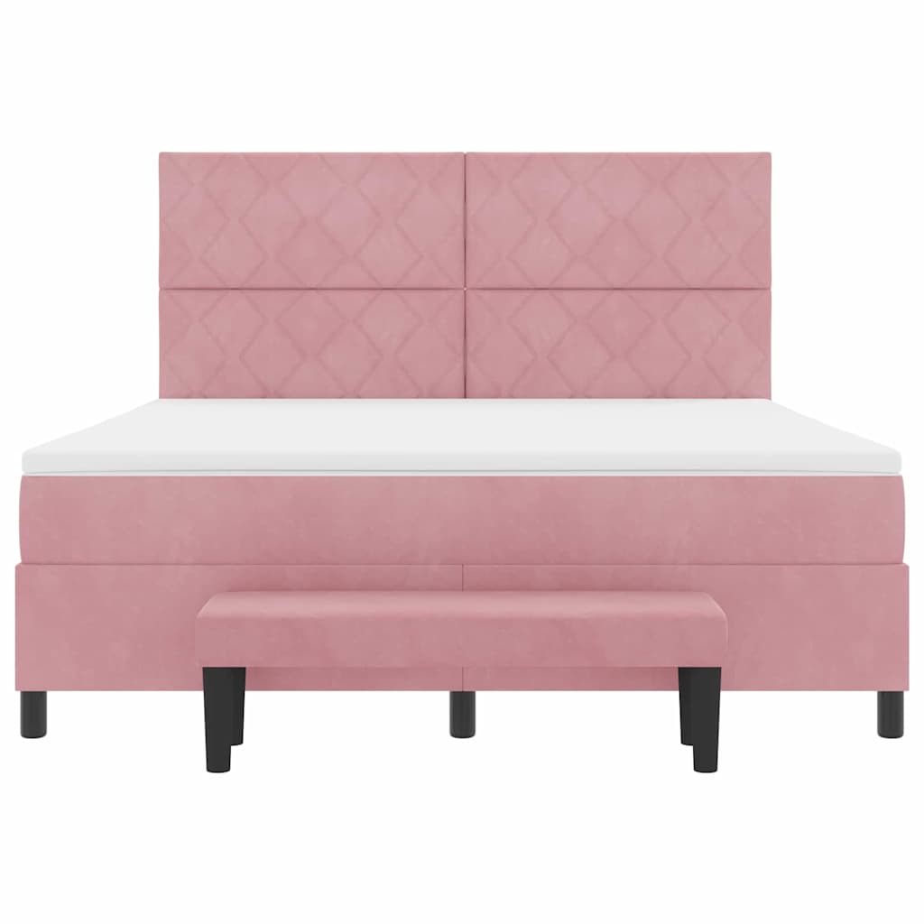 Boxspring Bed Met Matras Fluweel Roze 180 x 200 cm