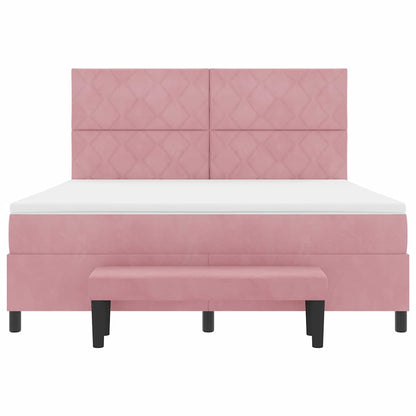 Boxspring Bed Met Matras Fluweel Roze 180 x 200 cm