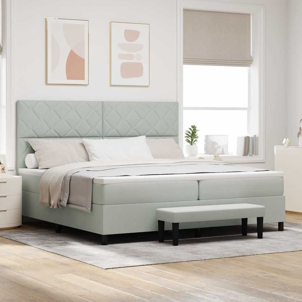 Boxspring bed met hoofdeinde Lichtgrijs 200 x 200 cm Fluweel