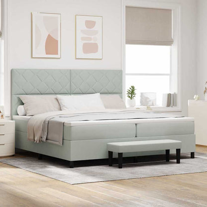 Boxspring bed met hoofdeinde Lichtgrijs 200 x 200 cm Fluweel