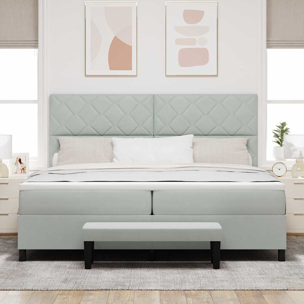 Boxspring bed met hoofdeinde Lichtgrijs 200 x 200 cm Fluweel