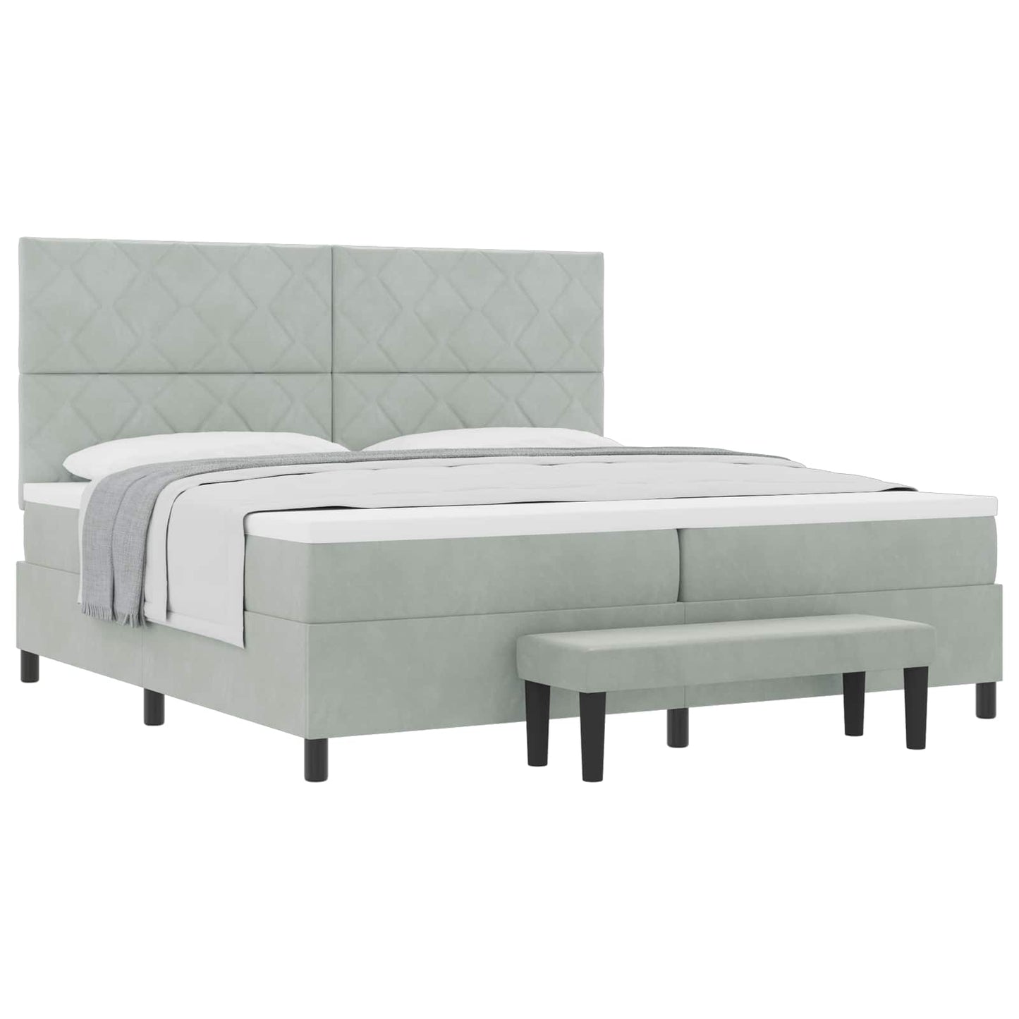 Boxspring bed met hoofdeinde Lichtgrijs 200 x 200 cm Fluweel