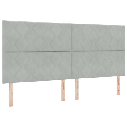 Boxspring bed met hoofdeinde Lichtgrijs 200 x 200 cm Fluweel