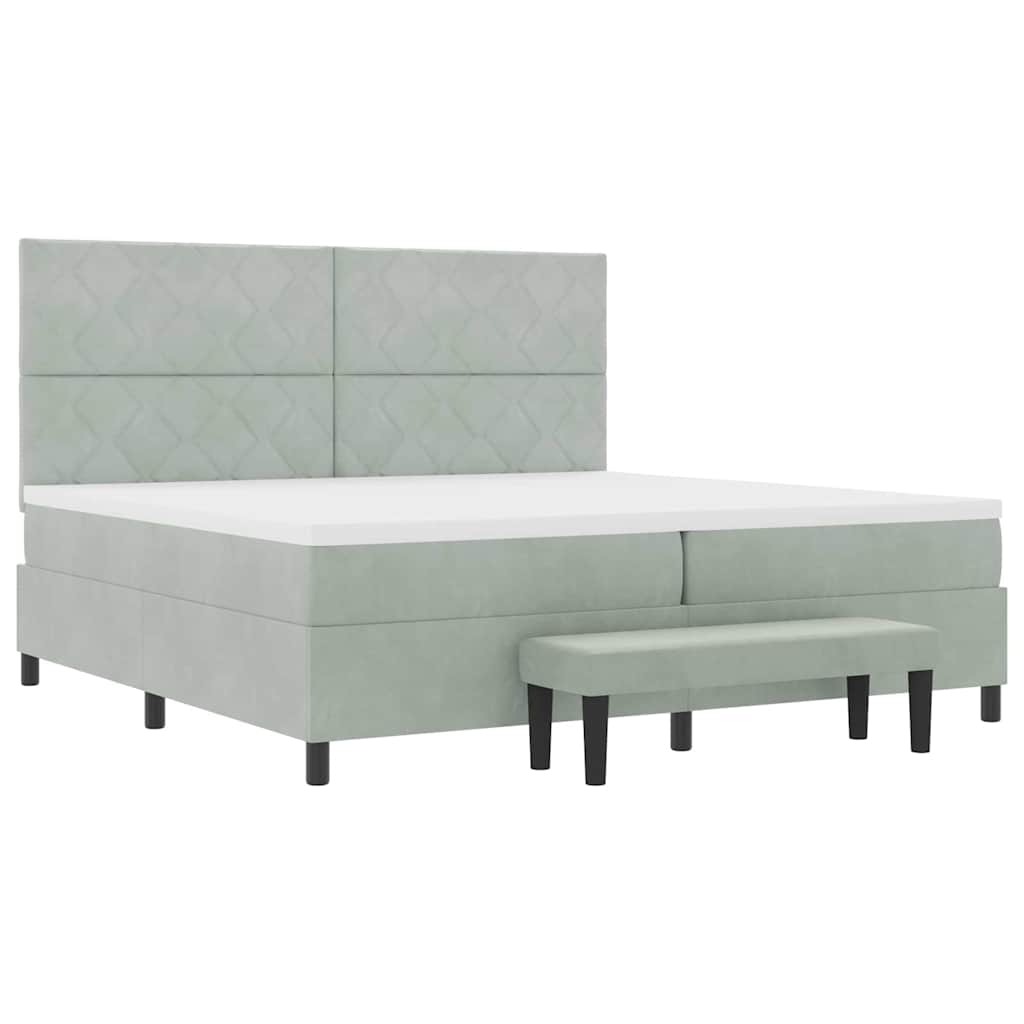 Boxspring bed met hoofdeinde Lichtgrijs 200 x 200 cm Fluweel