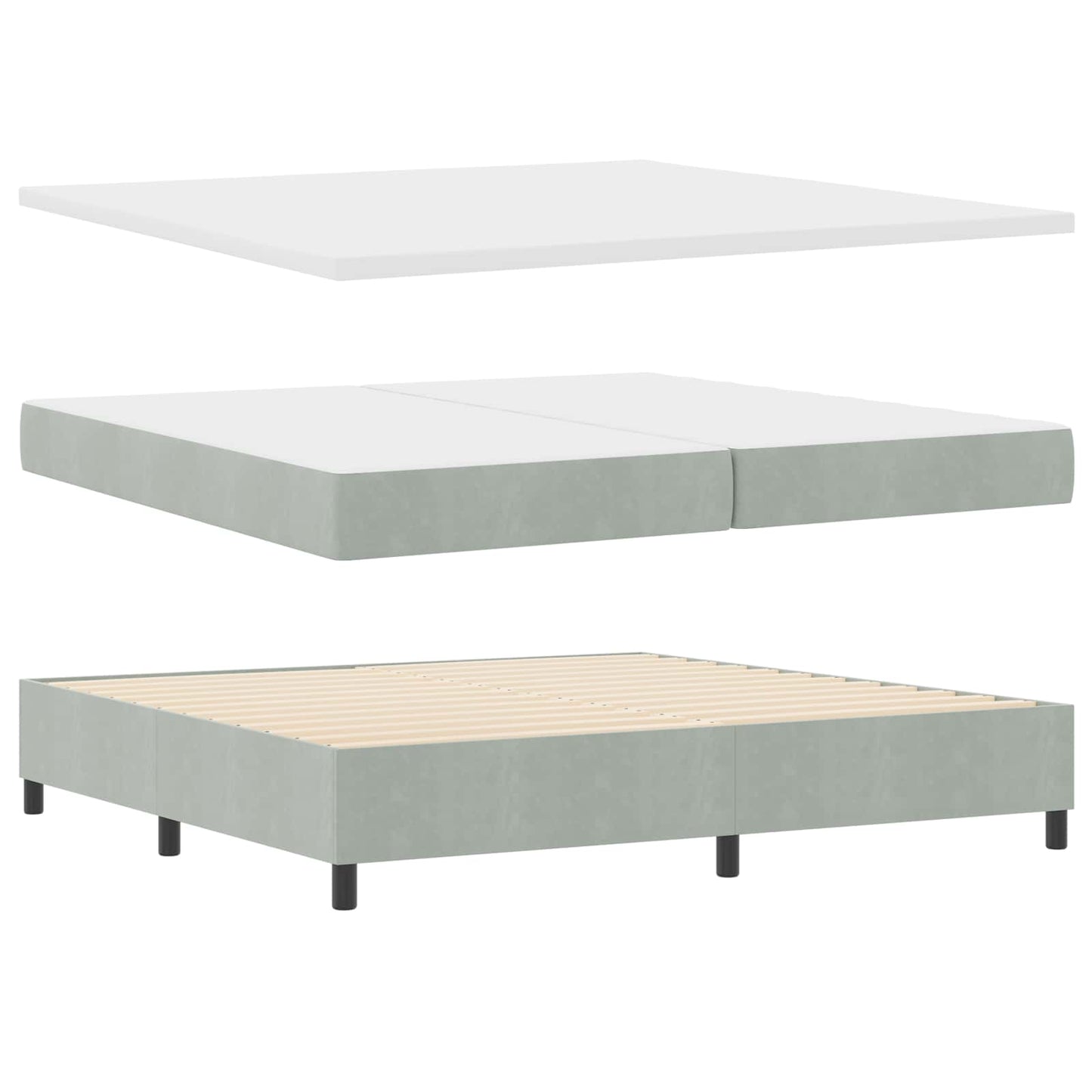 Boxspring bed met hoofdeinde Lichtgrijs 200 x 200 cm Fluweel