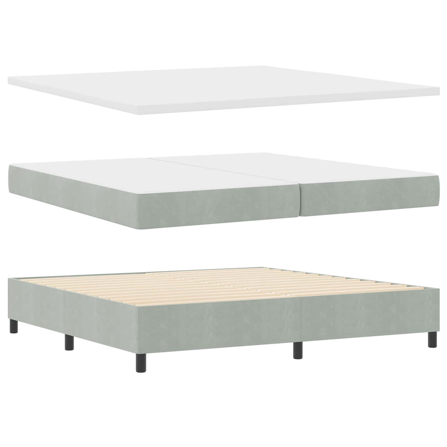 Boxspring bed met hoofdeinde Lichtgrijs 200 x 200 cm Fluweel