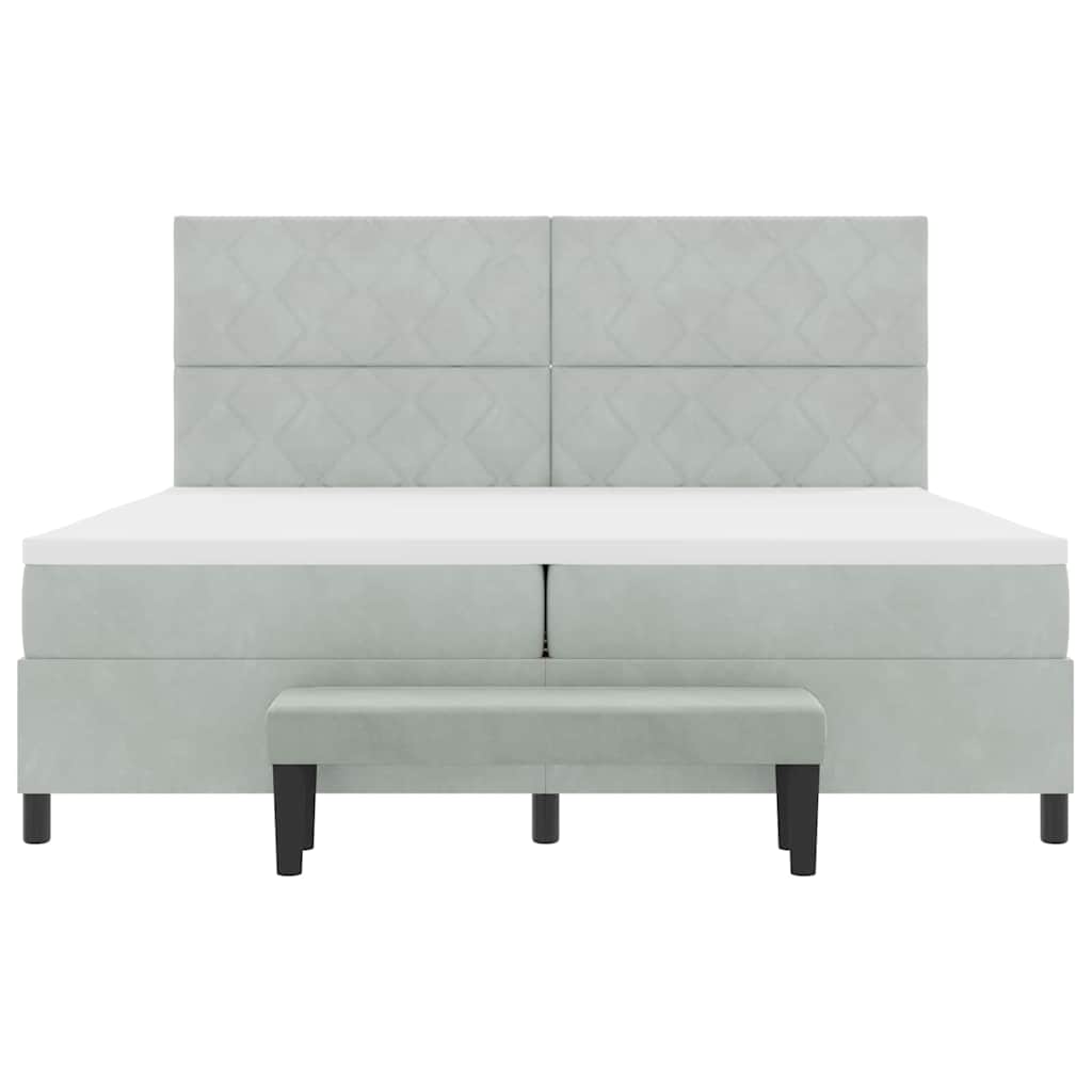 Boxspring bed met hoofdeinde Lichtgrijs 200 x 200 cm Fluweel