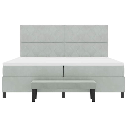 Boxspring bed met hoofdeinde Lichtgrijs 200 x 200 cm Fluweel