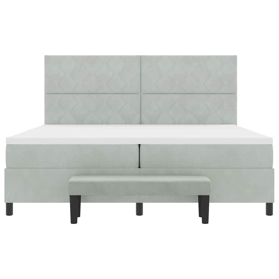 Boxspring bed met hoofdeinde Lichtgrijs 200 x 200 cm Fluweel