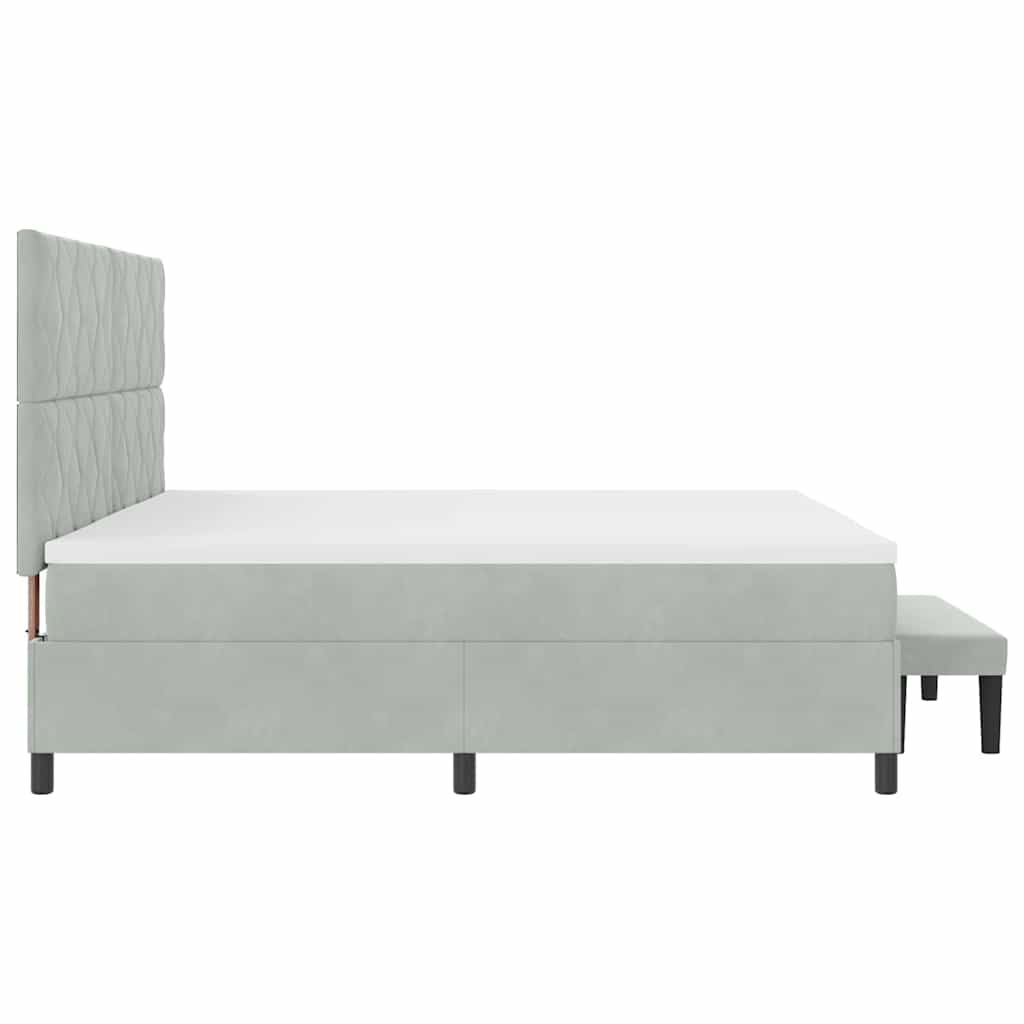 Boxspring bed met hoofdeinde Lichtgrijs 200 x 200 cm Fluweel