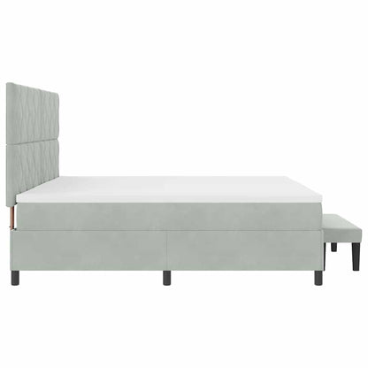 Boxspring bed met hoofdeinde Lichtgrijs 200 x 200 cm Fluweel