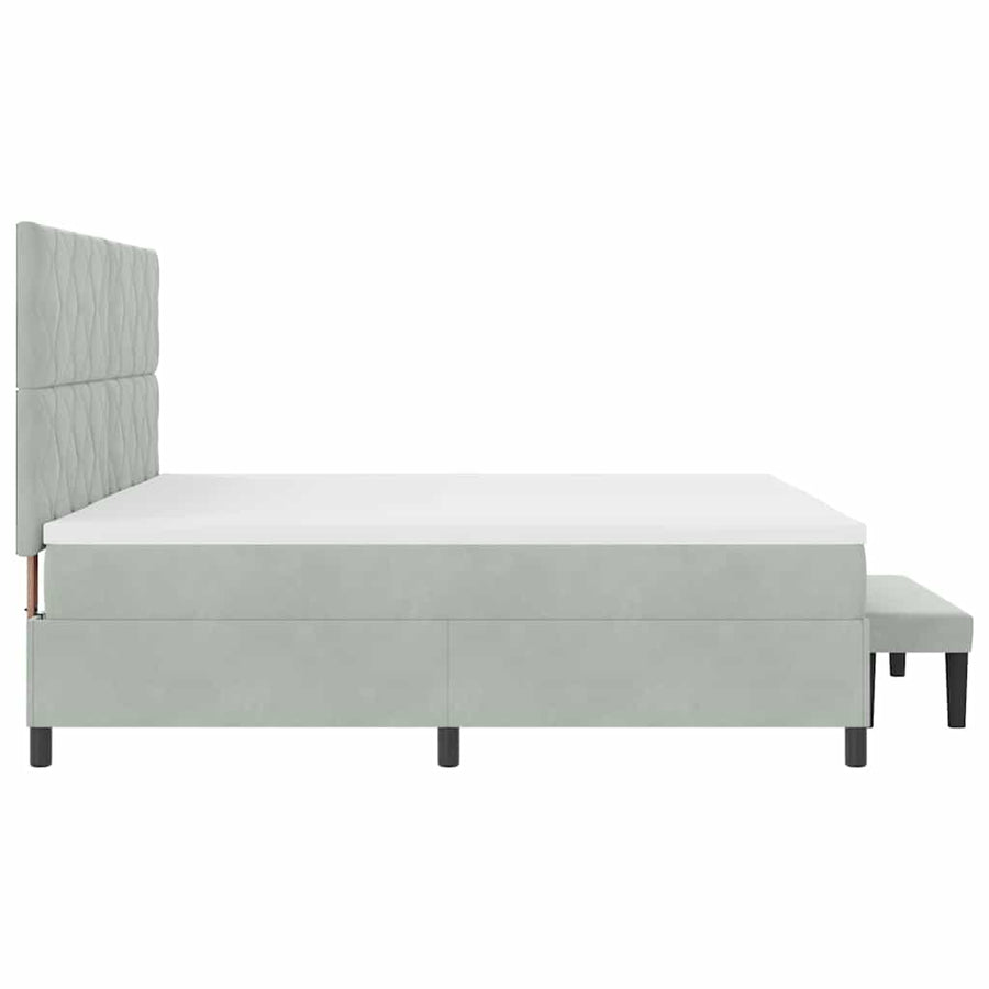 Boxspring bed met hoofdeinde Lichtgrijs 200 x 200 cm Fluweel