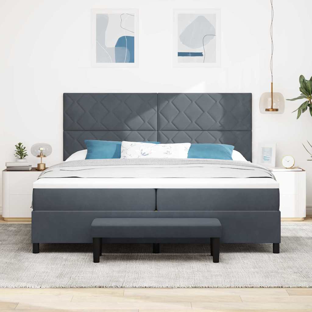 Boxspring bed met hoofdeinde Donkergrijs 200 x 200 cm Fluweel