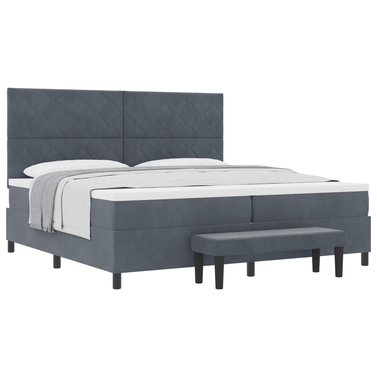 Boxspring bed met hoofdeinde Donkergrijs 200 x 200 cm Fluweel