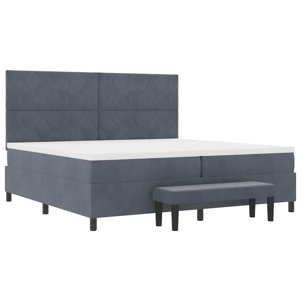 Boxspring bed met hoofdeinde Donkergrijs 200 x 200 cm Fluweel