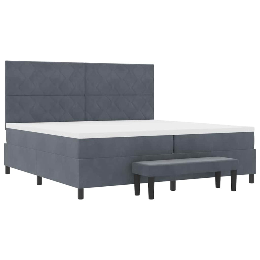 Boxspring bed met hoofdeinde Donkergrijs 200 x 200 cm Fluweel
