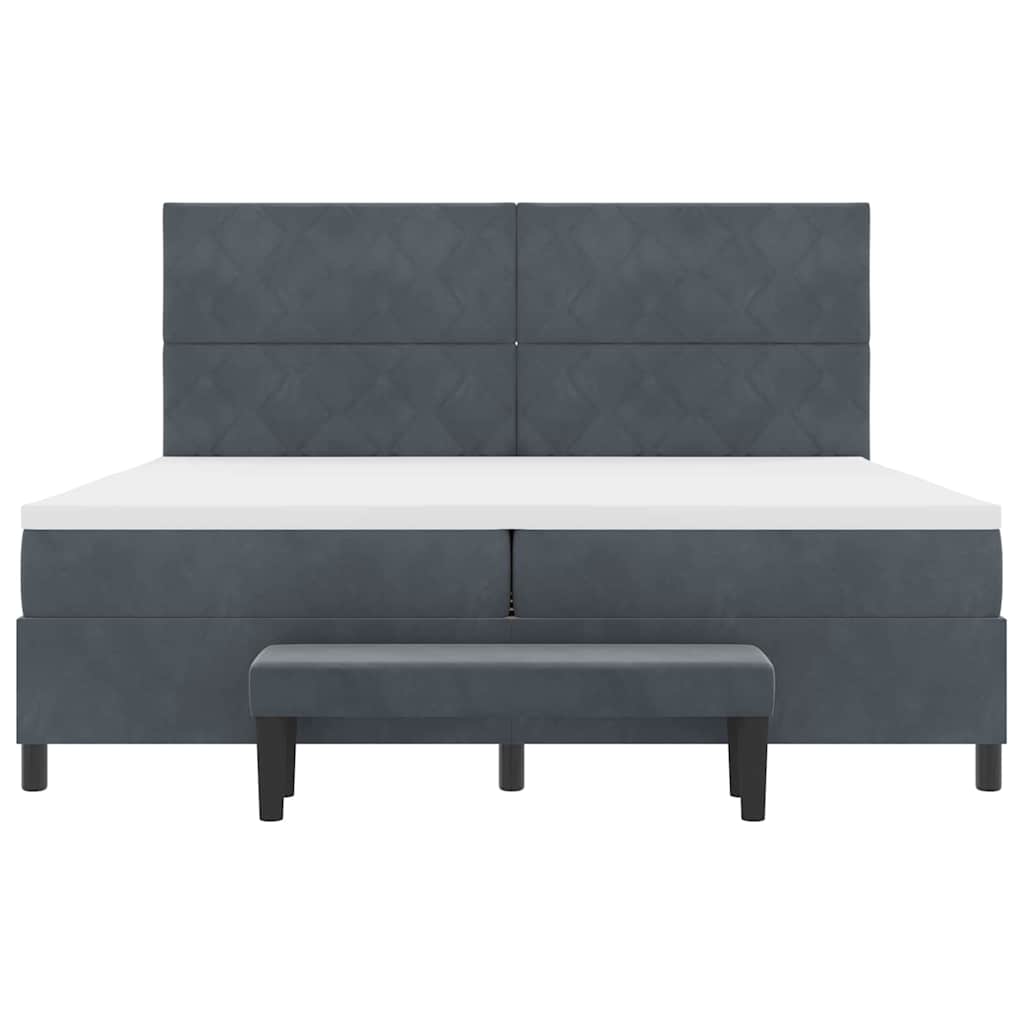 Boxspring bed met hoofdeinde Donkergrijs 200 x 200 cm Fluweel