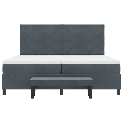 Boxspring bed met hoofdeinde Donkergrijs 200 x 200 cm Fluweel