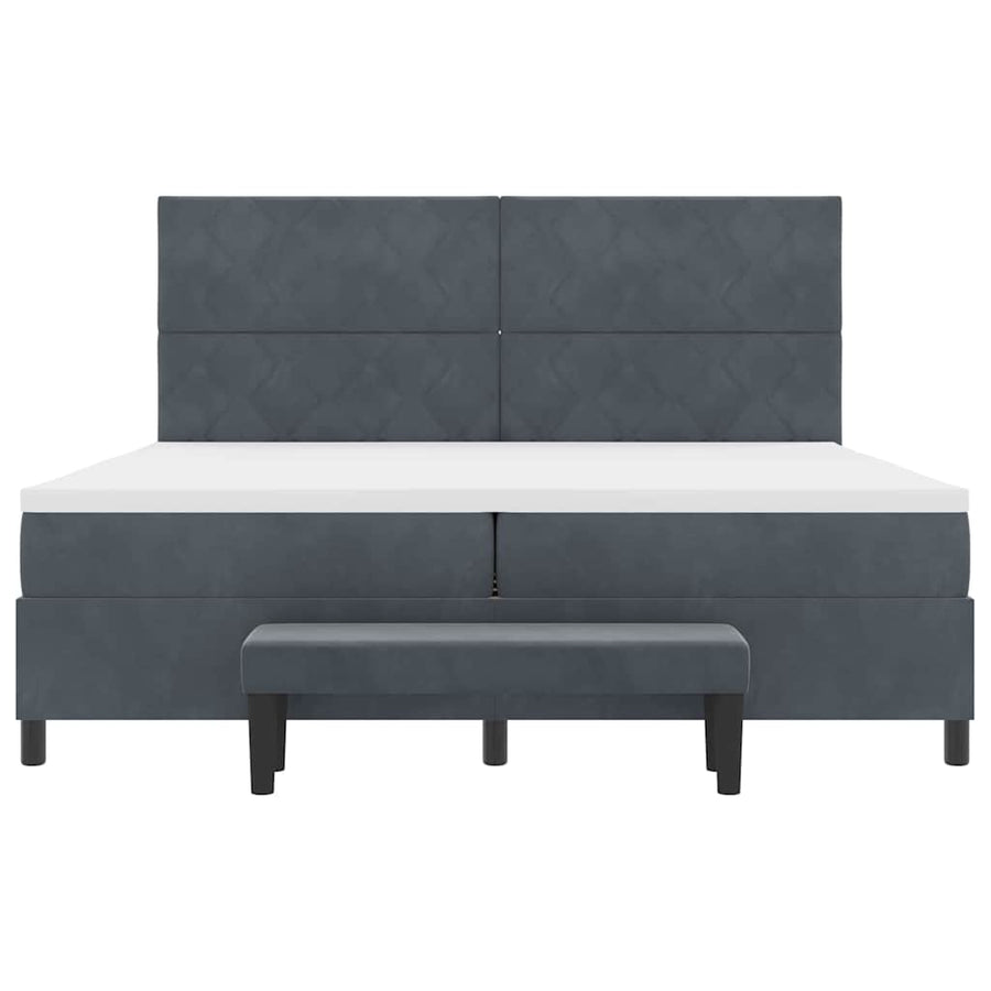 Boxspring bed met hoofdeinde Donkergrijs 200 x 200 cm Fluweel