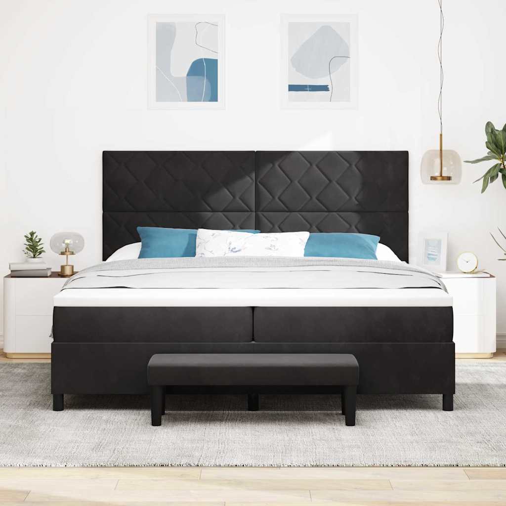Boxspring bed met matras Zwart 200 x 200 cm Fluweel