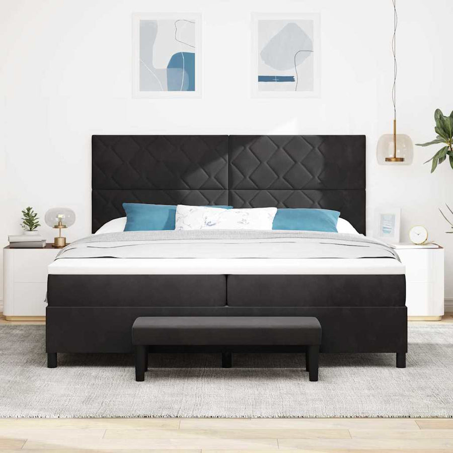 Boxspring bed met matras Zwart 200 x 200 cm Fluweel