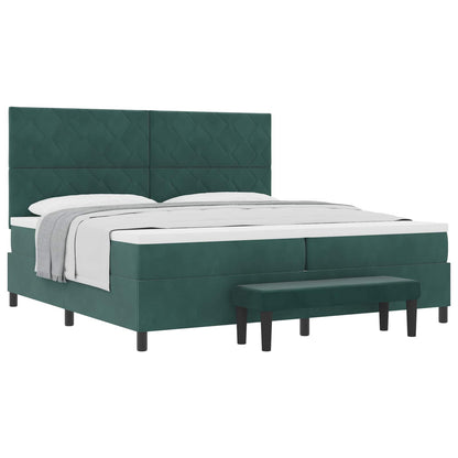 Boxspring bed met hoofdeinde Donkergroen 200 x 200 cm Fluweel