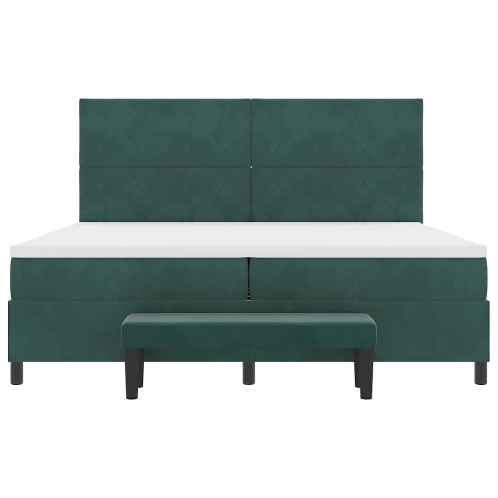 Boxspring bed met hoofdeinde Donkergroen 200 x 200 cm Fluweel