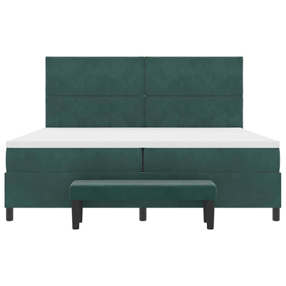 Boxspring bed met hoofdeinde Donkergroen 200 x 200 cm Fluweel
