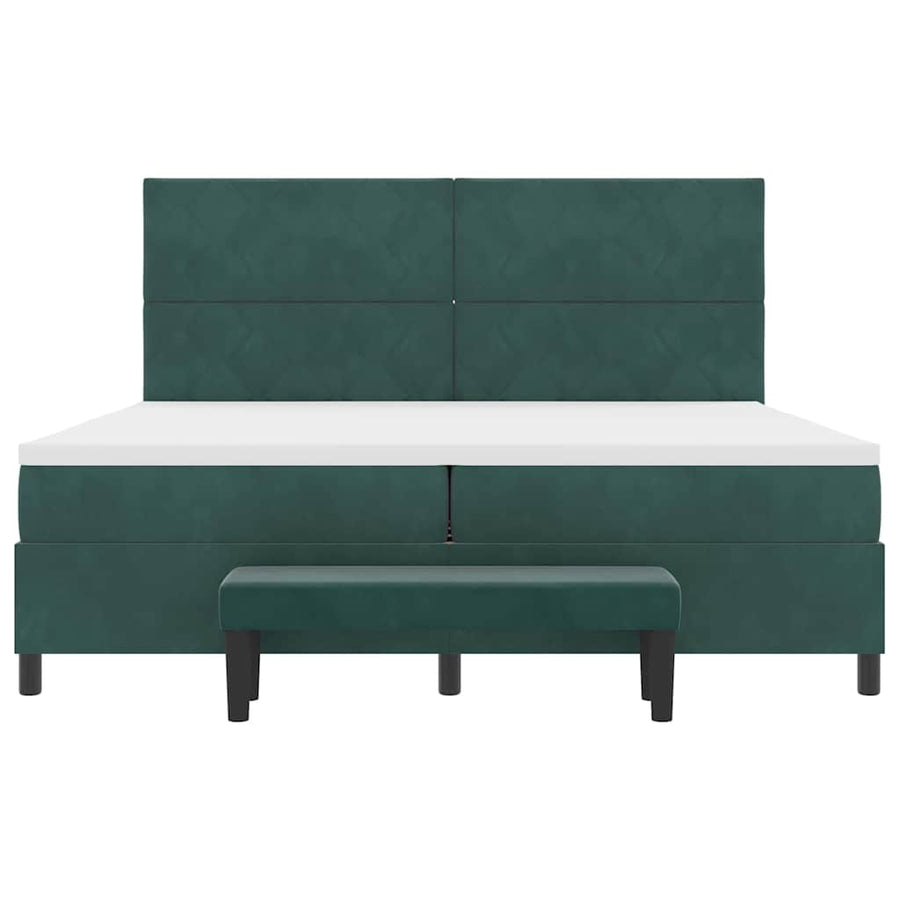 Boxspring bed met hoofdeinde Donkergroen 200 x 200 cm Fluweel