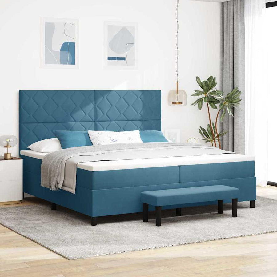Boxspring bed met matras Donkerblauw 200 x 200 cm Fluweel