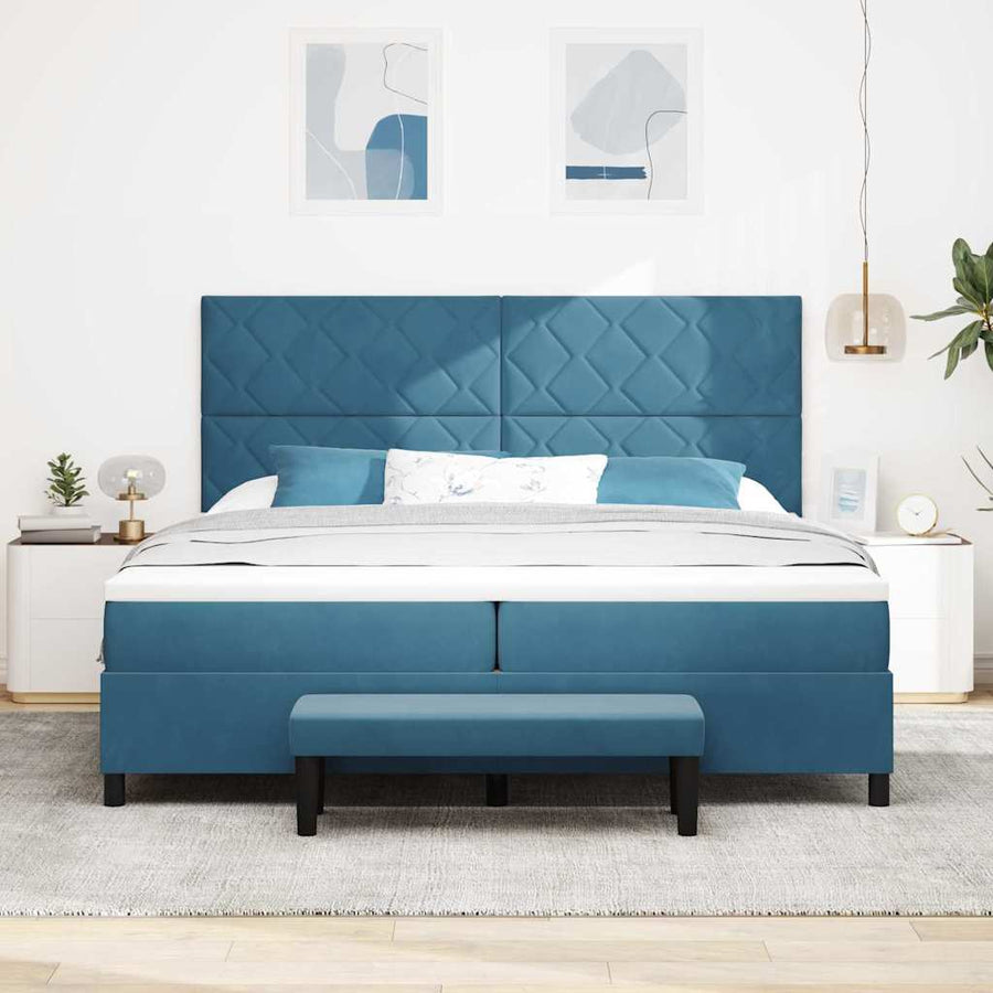 Boxspring bed met matras Donkerblauw 200 x 200 cm Fluweel