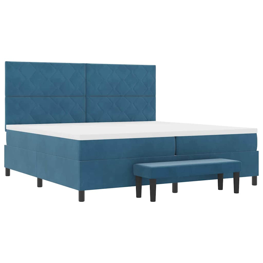 Boxspring bed met matras Donkerblauw 200 x 200 cm Fluweel