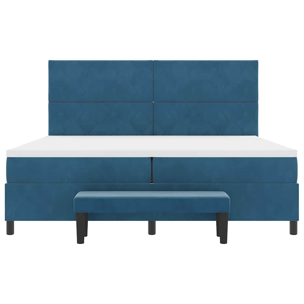 Boxspring bed met matras Donkerblauw 200 x 200 cm Fluweel