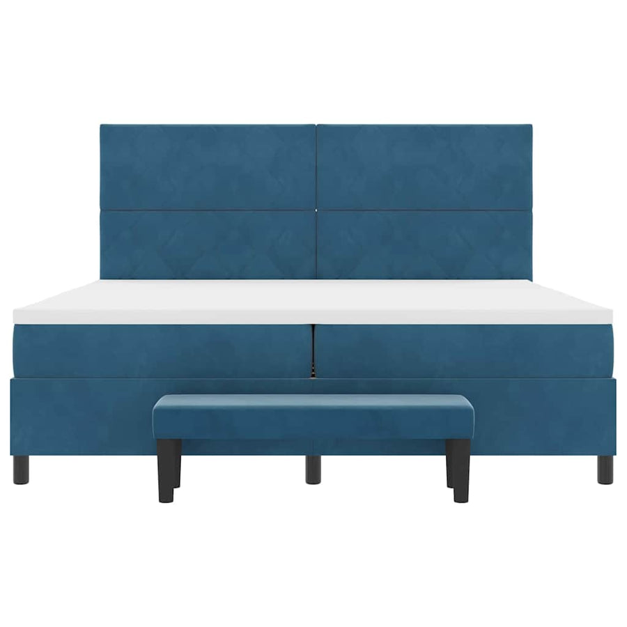 Boxspring bed met matras Donkerblauw 200 x 200 cm Fluweel