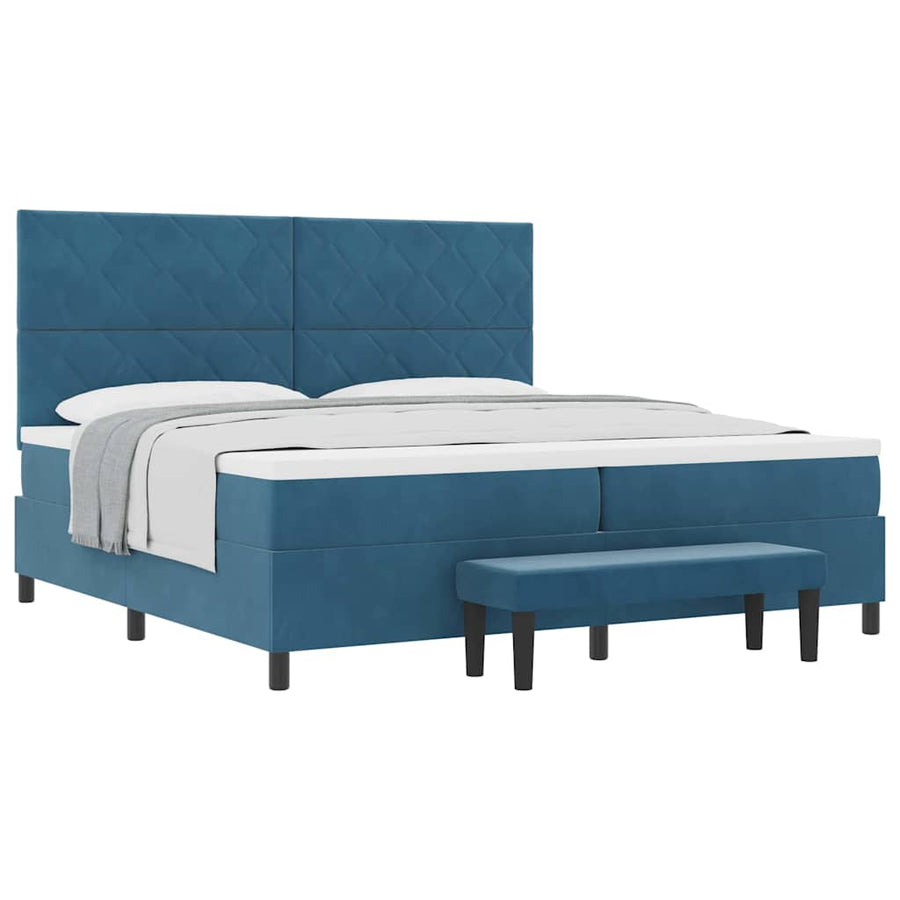 Boxspring bed met matras Donkerblauw 200 x 200 cm Fluweel