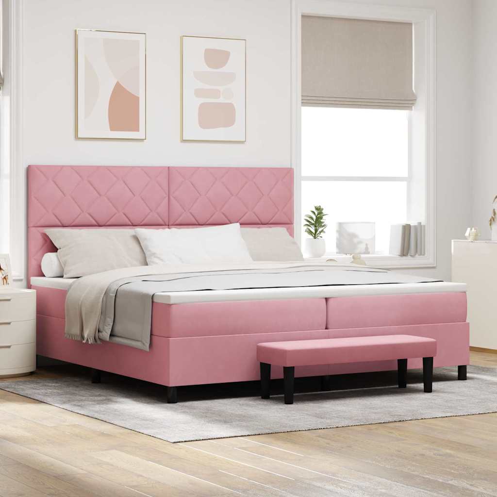 Boxspring bed met hoofdeinde Roze 200 x 200 cm Fluweel