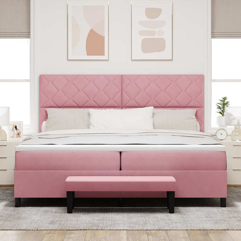 Boxspring bed met hoofdeinde Roze 200 x 200 cm Fluweel