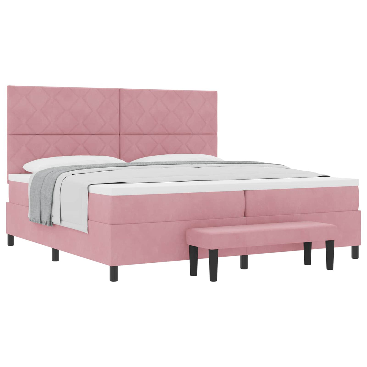 Boxspring bed met hoofdeinde Roze 200 x 200 cm Fluweel