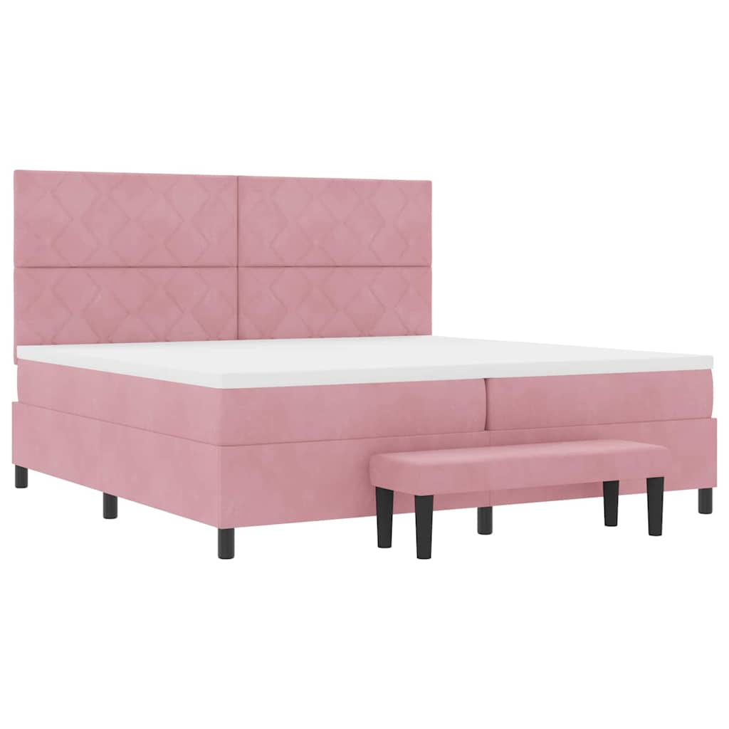 Boxspring bed met hoofdeinde Roze 200 x 200 cm Fluweel