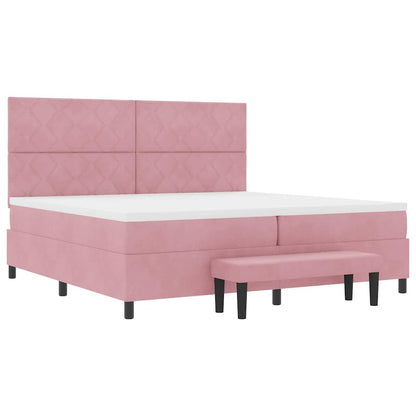Boxspring bed met hoofdeinde Roze 200 x 200 cm Fluweel