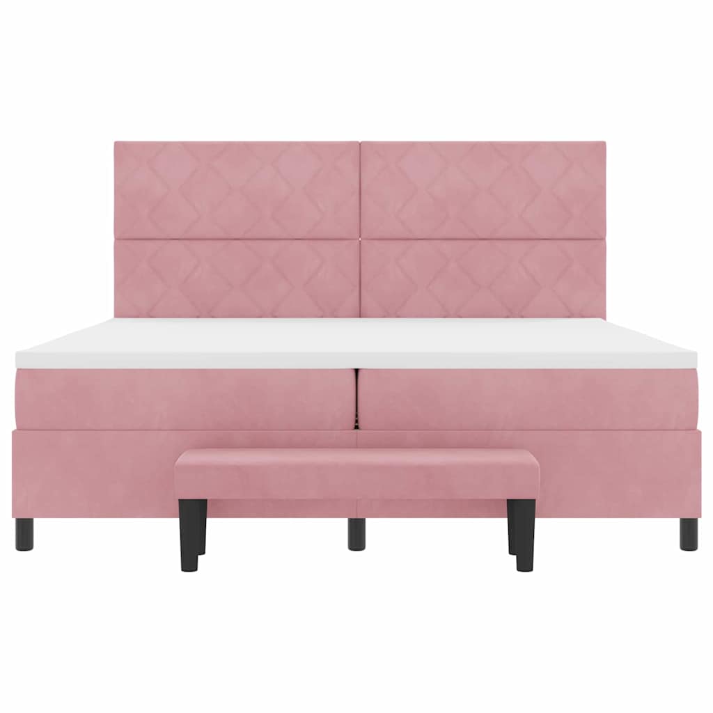 Boxspring bed met hoofdeinde Roze 200 x 200 cm Fluweel