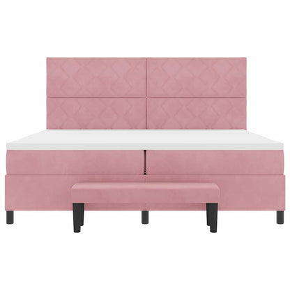 Boxspring bed met hoofdeinde Roze 200 x 200 cm Fluweel