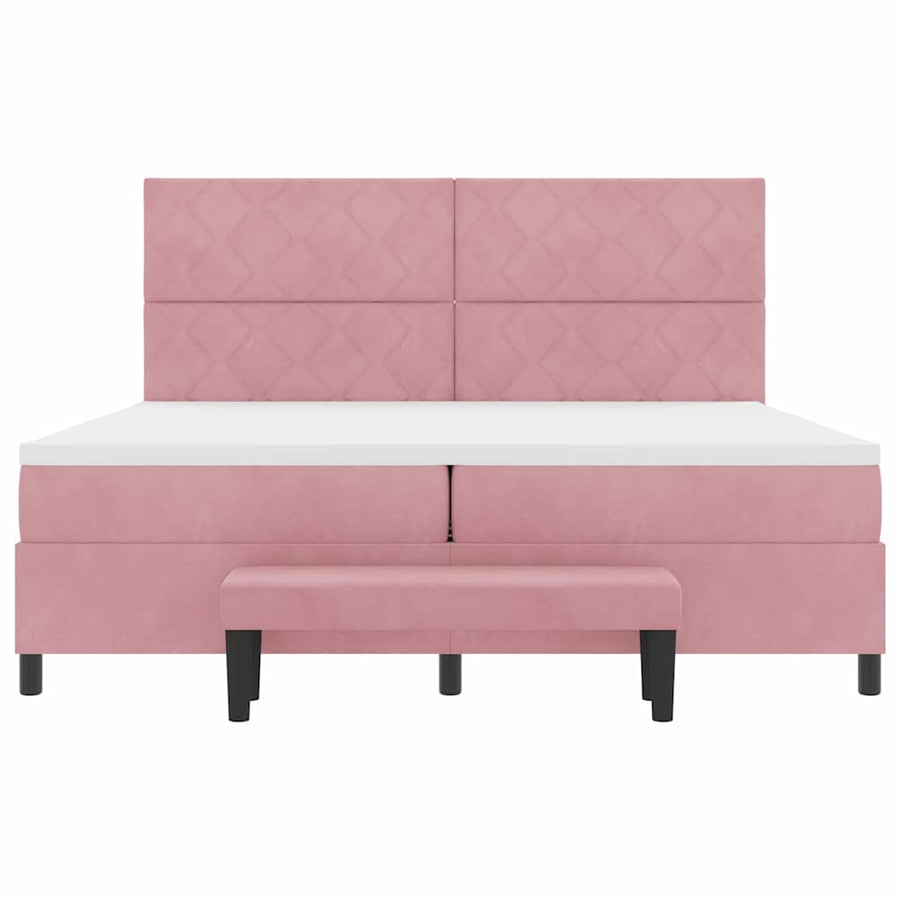 Boxspring bed met hoofdeinde Roze 200 x 200 cm Fluweel