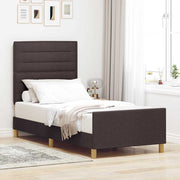Bedframe 80x200 cm stof donkerbruin met hoofdeinde