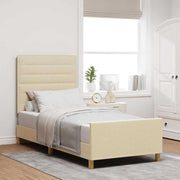 Bedframe 80x200 cm crème stof met hoofdeinde