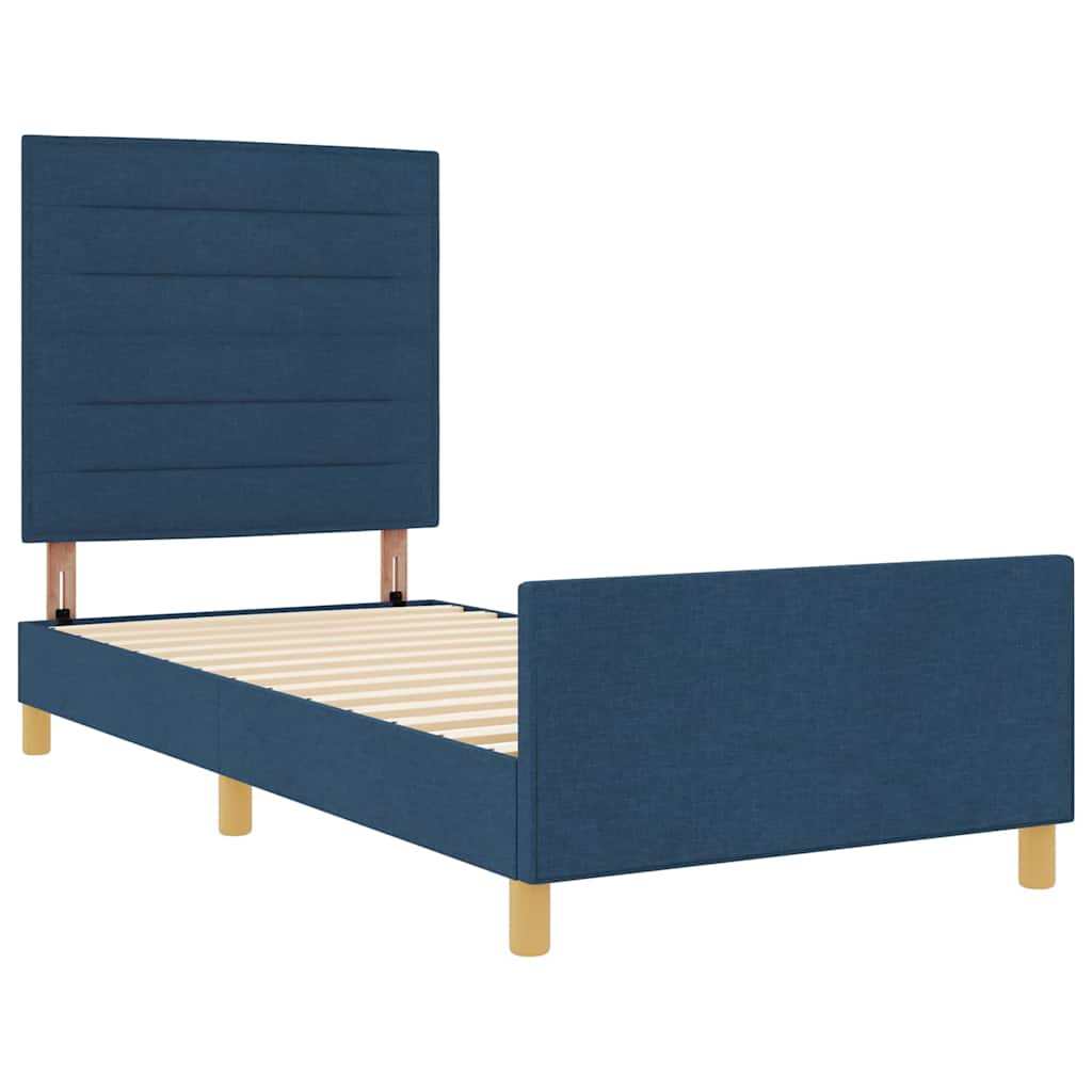 Bedframe met hoofdeinde Blauw 80 x 200 cm Stof