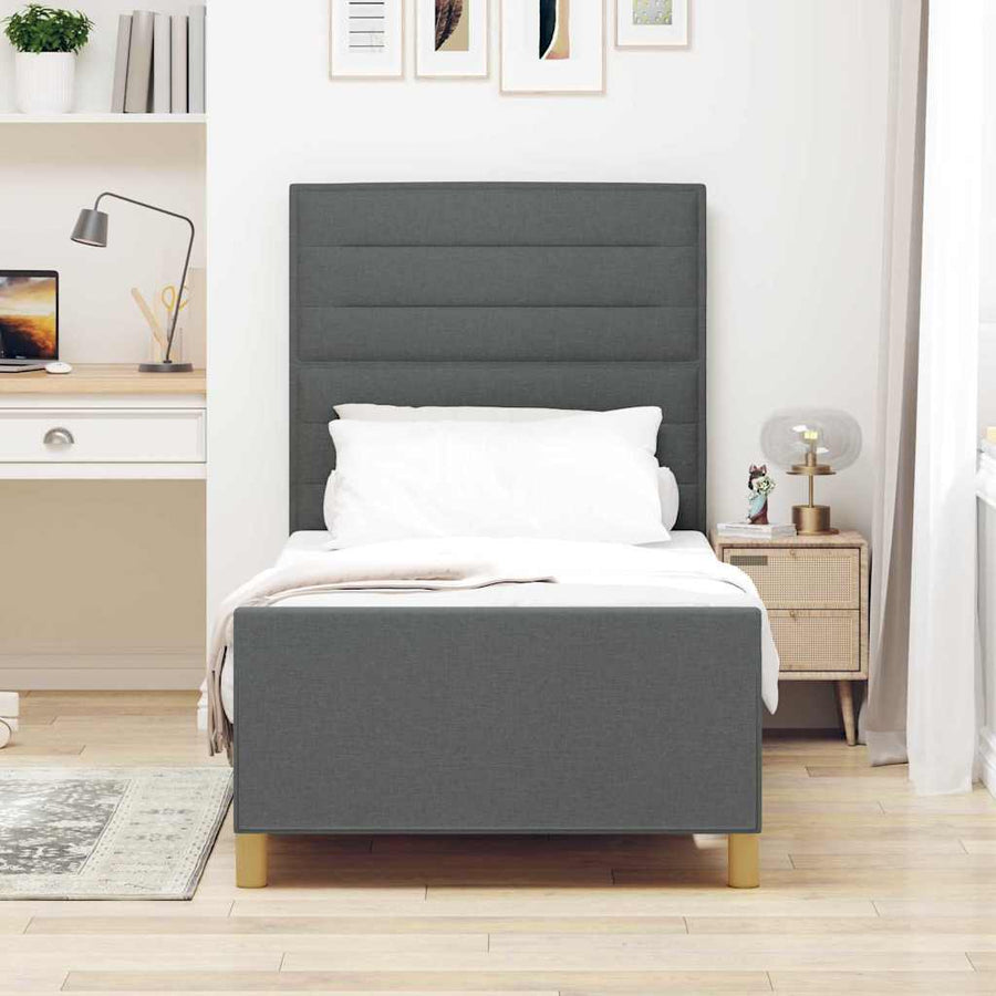 Bedframe met hoofdeinde Donkergrijs 90 x 190 cm Stof