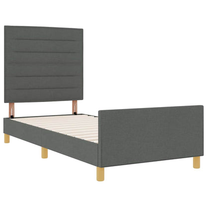 Bedframe met hoofdeinde Donkergrijs 90 x 190 cm Stof